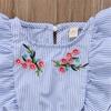 Baby Romper Embroidered Striped Jumpsuit Girl Summer Sleeveless Outfit