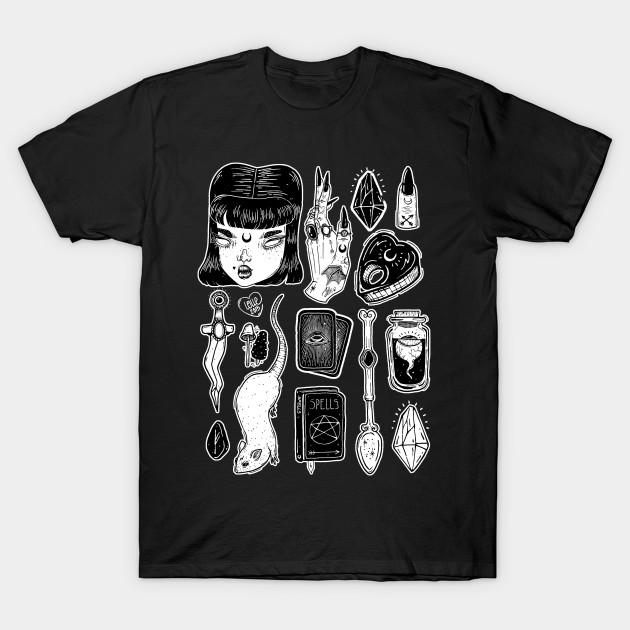 Men Black Print T-shirt Teen Witch No-Cut Transfer Paper Print Cotton Tshirt S чёрный