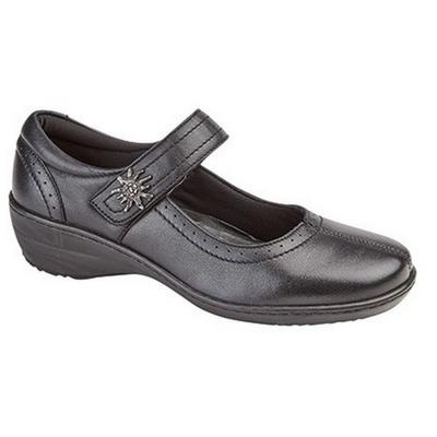 Womens/Ladies Leather Touch Fastening Bar Shoes
