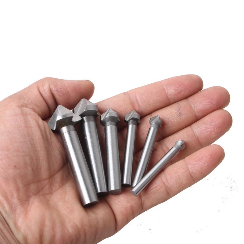 Tri-Edge 90° High-Speed Steel Chamfer Tool Set for Woodworking, Milling, and Countersink Drilling.