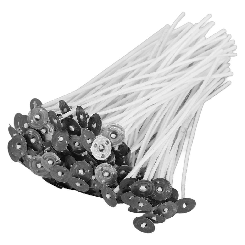 100 Pieces 12x1.3cm Pre Waxed Candle Wicks Low Smoke Cotton White for Candle Making DIY