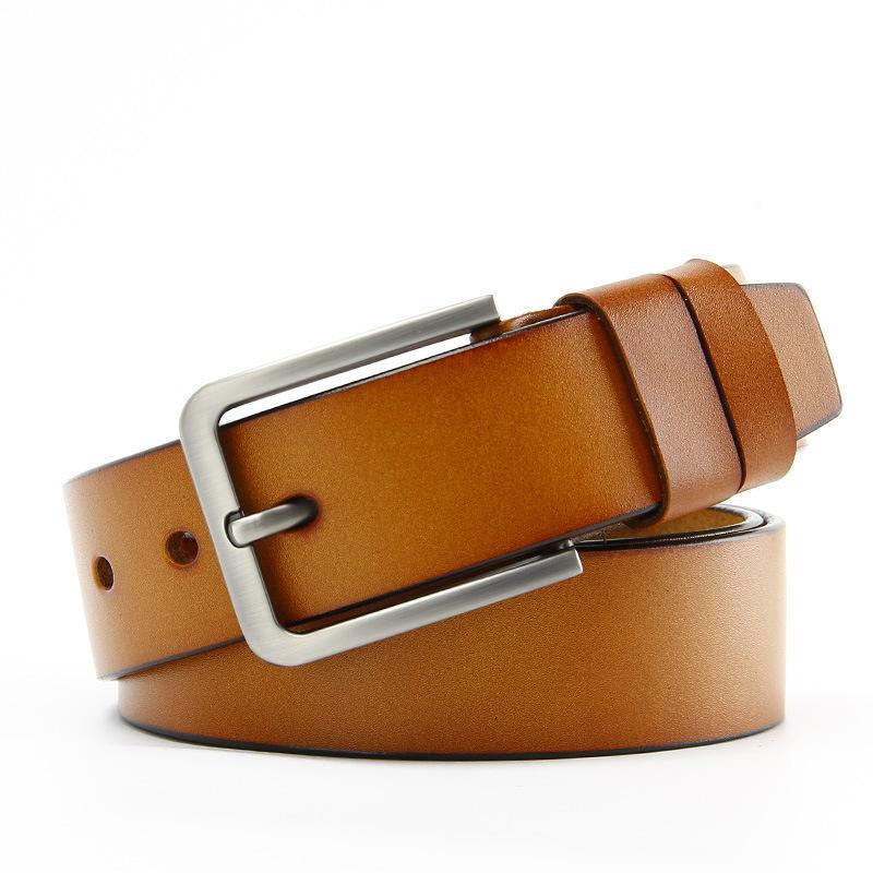 Men's Antique Real Yellow Cowhide Whole Sheet Two-layer Leather Belt Fashionable Pin Buckle Men's Korean Style Versatile Trousers Belt