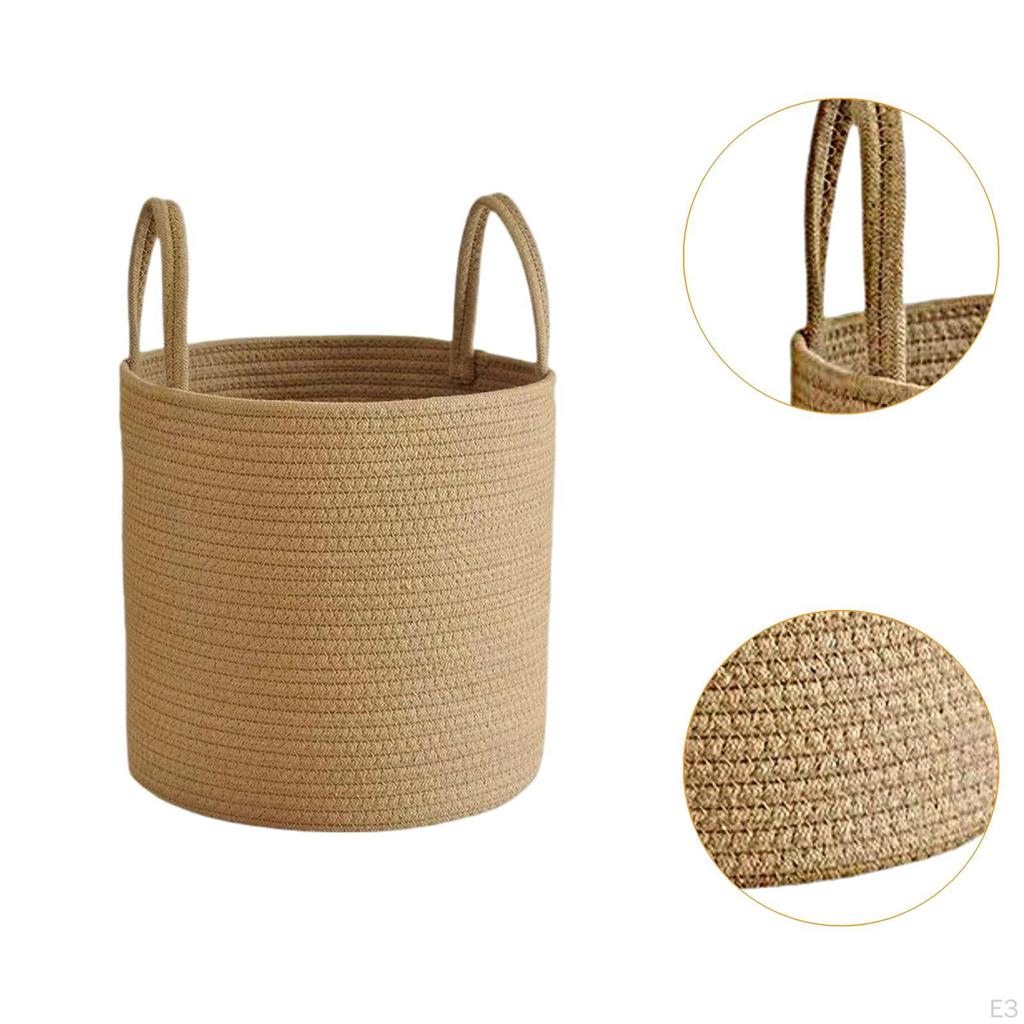 Large Round Utility Basket with Handles, Ideal for Laundry In Living