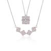 Women's Foldable Heart-to-Heart Four-Leaf Clover Necklace with Colorful Diamond Accents