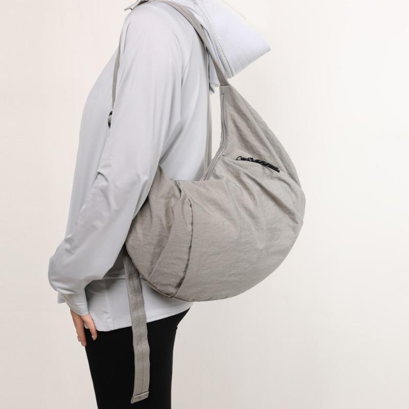 Pacote Cor Sólida Simples Grande Capacidade Bolsa Transversal Bolsa de Ciclismo Masculina e Feminina Vento Esportivo Tecido de Nylon Bolsa Dumpling