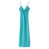 2024 Fall Women's European & American Style Satin Spaghetti Strap Dress with Long Hollow-Out Design
