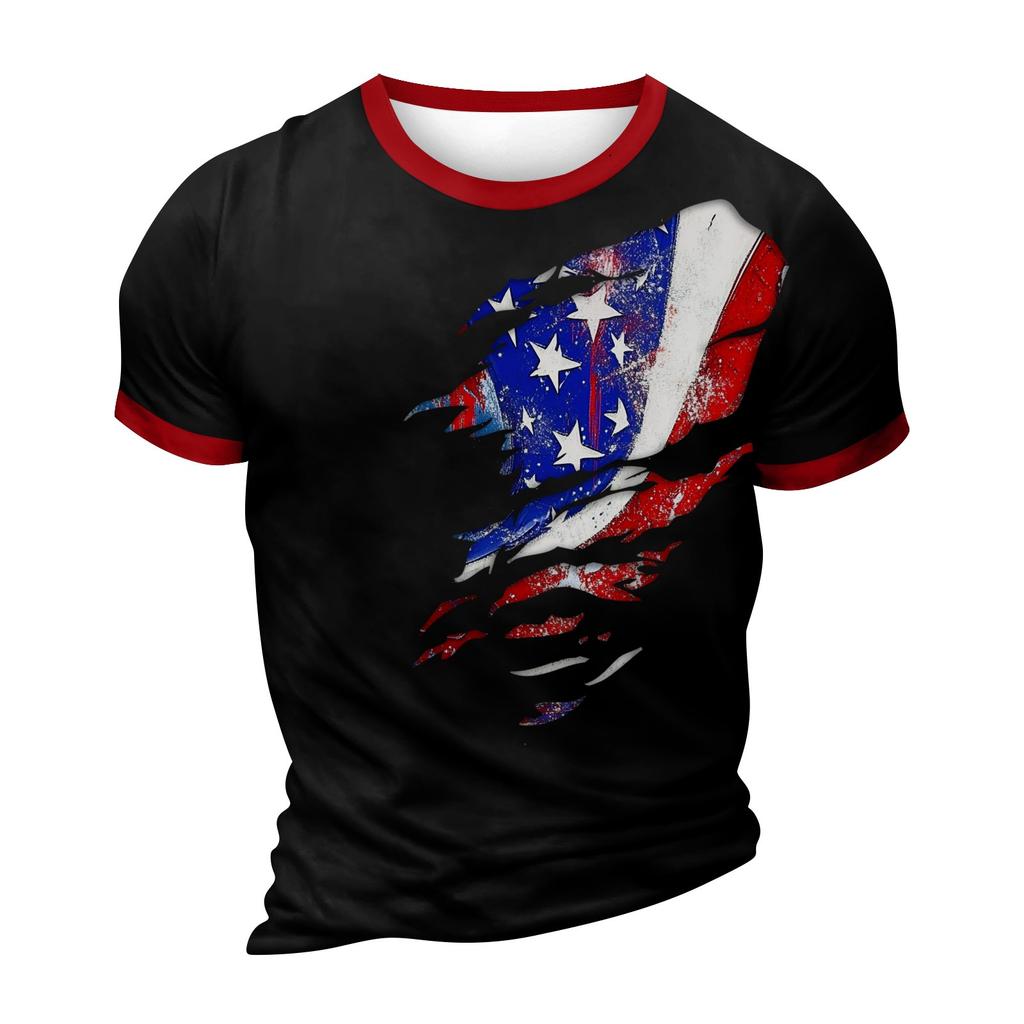 Summer Men's Popular T-shirt Printed Round Neck Short Sleeve T-shirt
