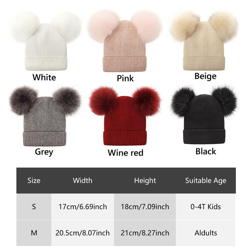 High Stretch Thick Beanie Warm Caps Women Pompom Hat Winter Hat Parent-child Hat