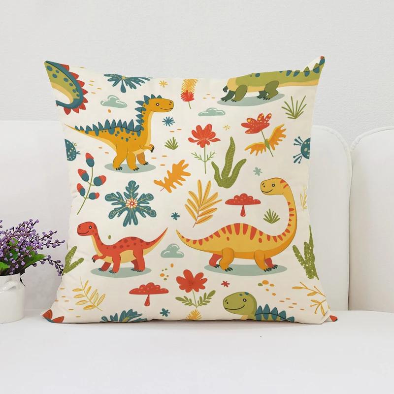 40x40 Cushion Cover Dinosaur Land Pillow Cover Sofa Decoration Children's Room Decorative Pillow Cover Kids Exquisite Gift