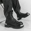 Men Motorcycle Black Thick Sole Height Increase High Boots Street Style Cool Elevator Punk Boots Large Size