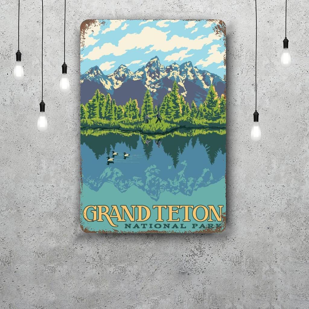 grand teton national park Funny Bar Metal Sign Retro Plaque Vintage Sign Alcohol Drinker Pub Club Kitchen Wall Decoration