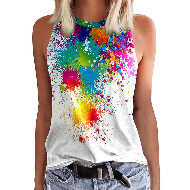 Damen Butterfly 3D-Druck ärmelloses T-Shirt, Y2K Retro Streetwear, Rundhals Tanktop, schulterfrei, ärmelloses T-Shirt für Damen