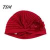 Winter Hat Women Good Stretch Wind-proof Tear-resistant Anti-shrink Brimless Warm Sequin Trim Flower All Match Turban Fashion Accessory Lady Beanie