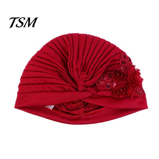 Winter Hat Women Good Stretch Wind-proof Tear-resistant Anti-shrink Brimless Warm Sequin Trim Flower All Match Turban Fashion Accessory Lady Beanie