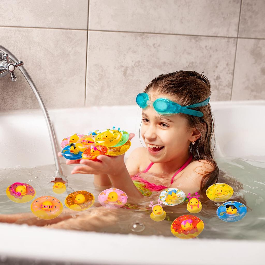50 Sets Rubber Duck Cute Rubber Duck Bath Party Toys Bathtub Toys Shower Car Dashboard Decorations With Mini Sunglasses Swim