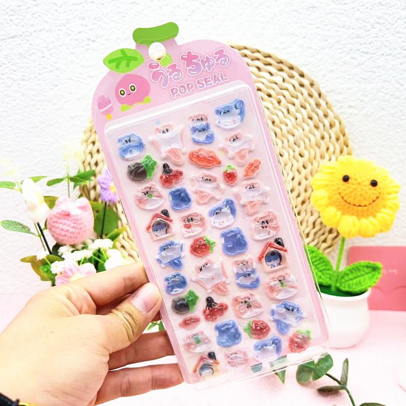 New 3D Relief Stickers Cartoon Animals Food Creative Cute Aesthetic Stickers DIY Phone Case Journal Fun Fashion Decoration Stick
