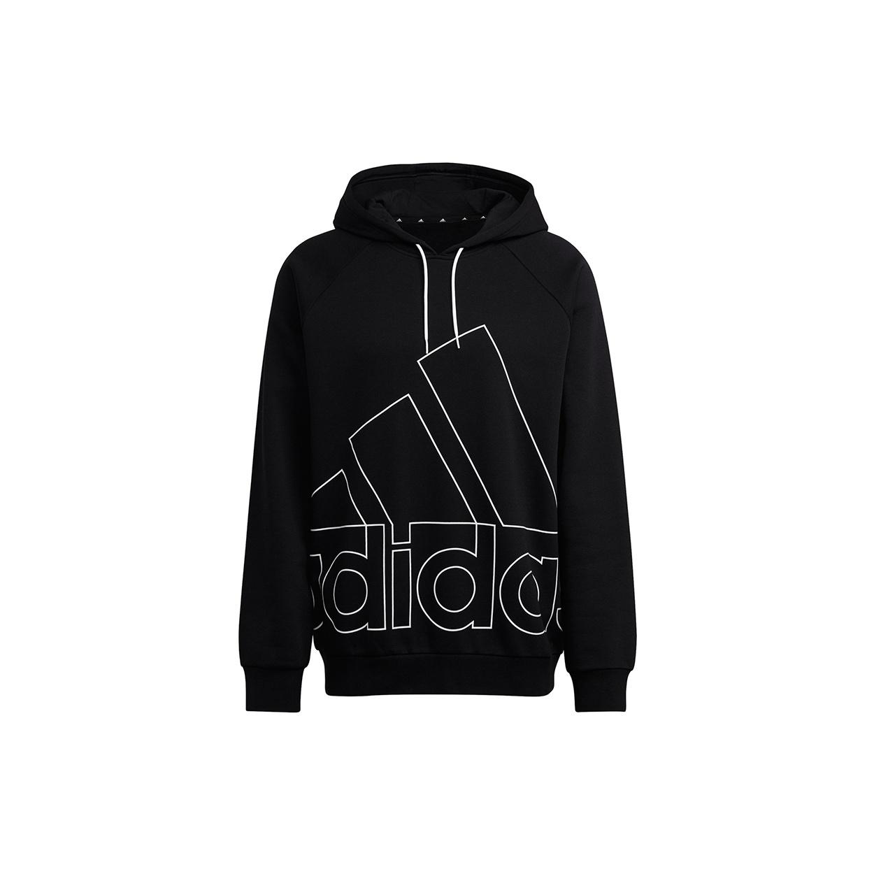 Men s adidas Big Lo Hd Fl Logo Printing Pullover Sports Black HB5089 S