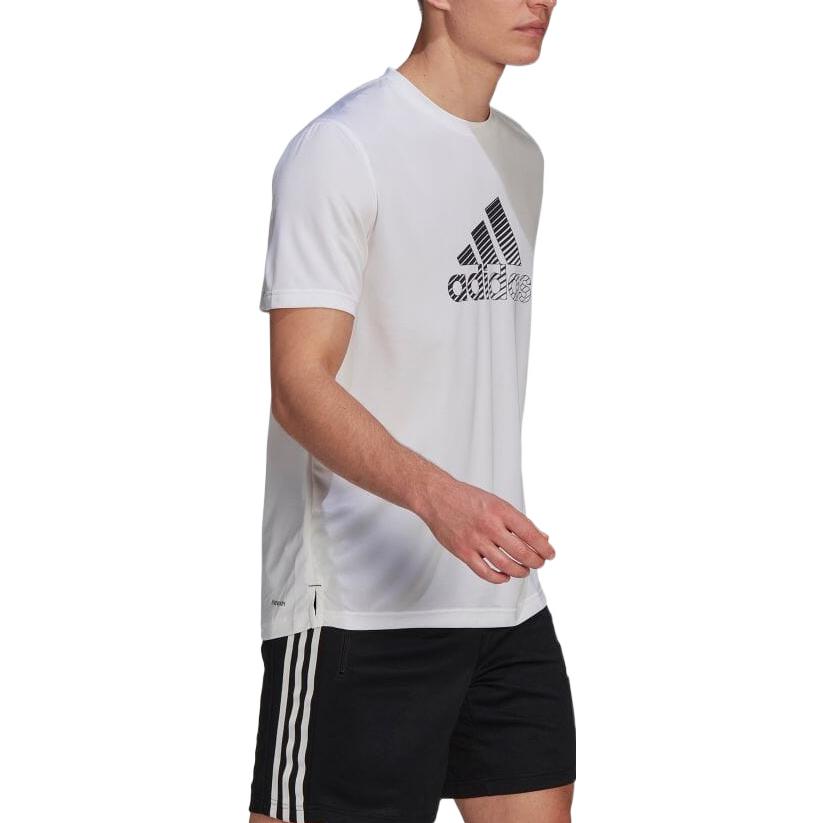 adidas T Shirts Men's White Crew Neck Moderate Straight Fit GM8348