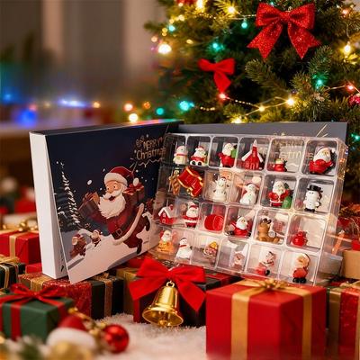 Christmas Countdown Blind Box Miniature Scene Display Piece, High-end Gift, Resin Handicraft Decoration