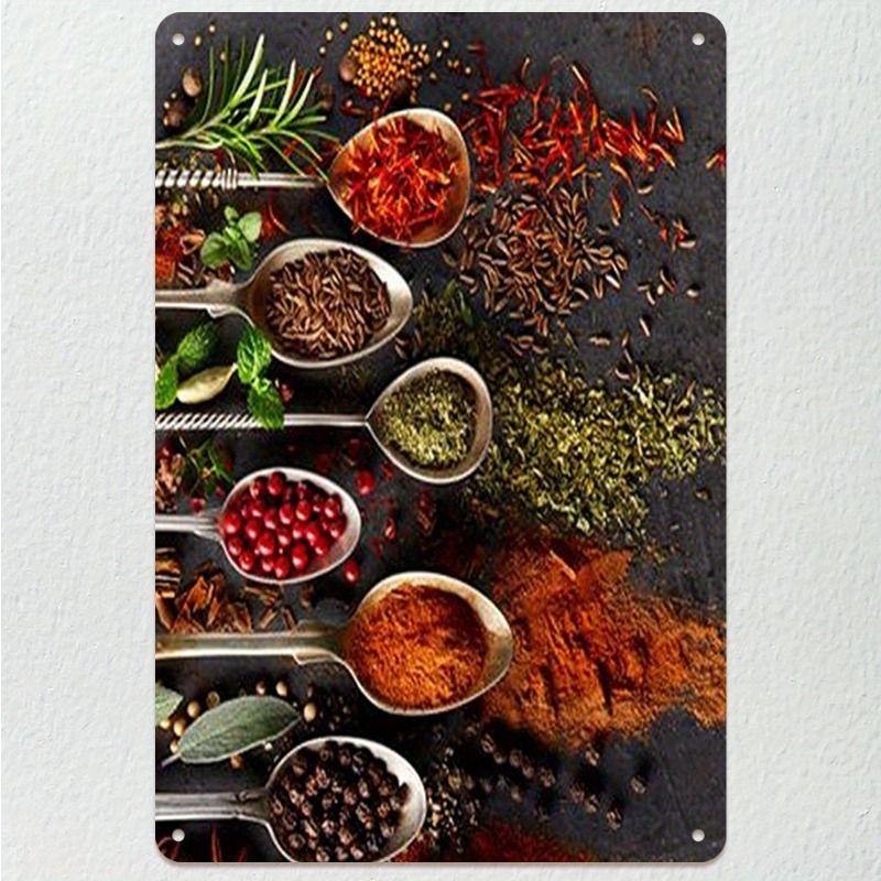 Retro Metal Tin Sign Spices Kitchen Bar Cafe Restaurant Wall Art Decor