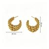 Vintage-Style Three-Layer Gold Beaded Stainless Steel Earrings