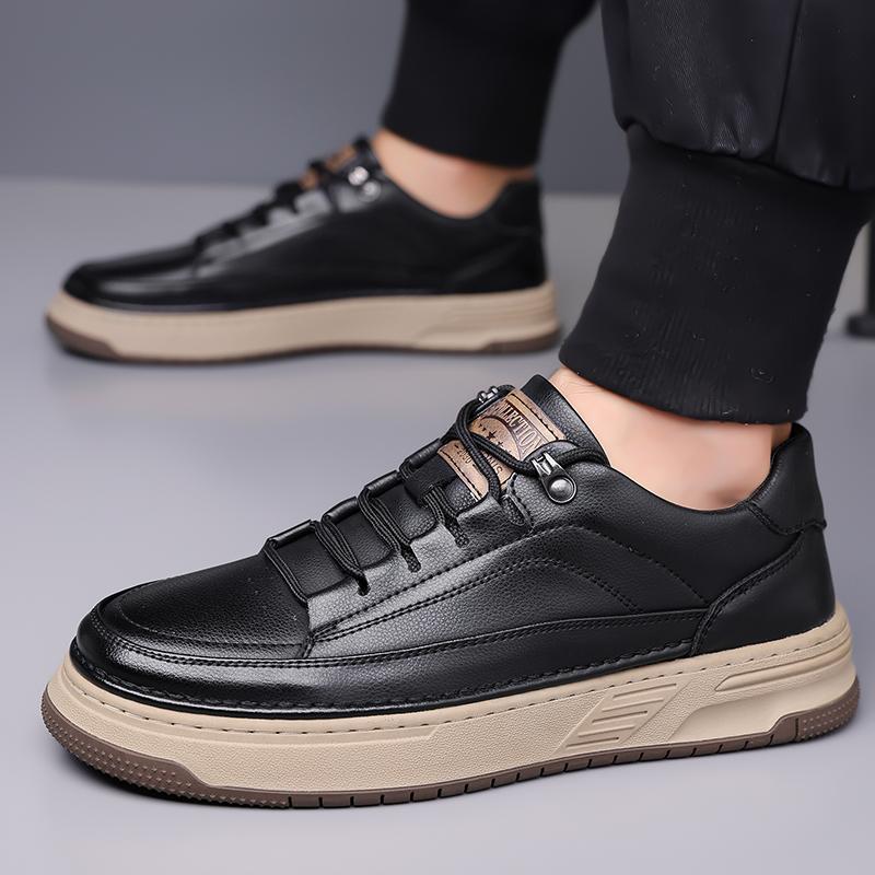 Fashion New Skate Shoes Men Leather  Male Comfortable Sneakers Shoe Hot Sale Men All-match Walking Shoe Luxury Brand Mens Lace-Up Flats