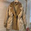 Parka Feminina de Inverno Longa com Gola Lapela Cintura Elástica Roupa de Neve Tamanho Plus Impermeável Jaqueta Patchwork