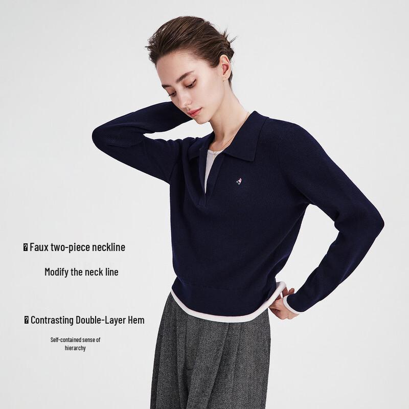 Navigare Women's Faux Two-Piece Knit Polo Sweater