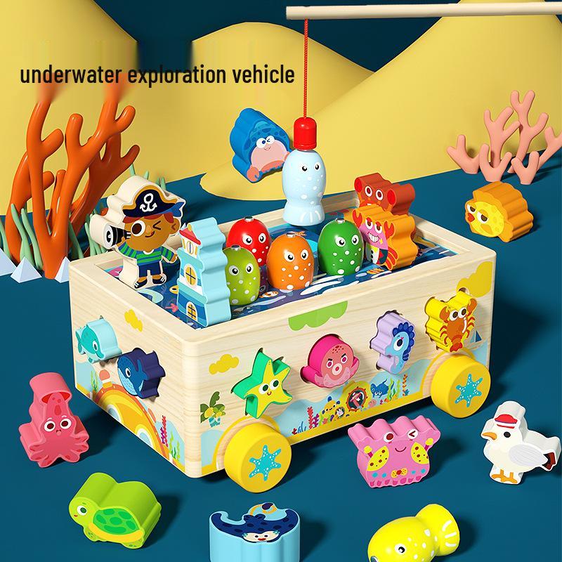 

Многофункциональная деревянная магнитная рыбалка и пазл на сопоставление форм морских животных для детей