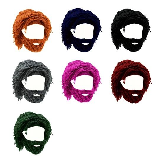 Wollmütze mit abnehmbarem Bart Warm Bequem Punk-Stil Mütze Halloween Weihnachtsfeiern Cosplay Zubehör