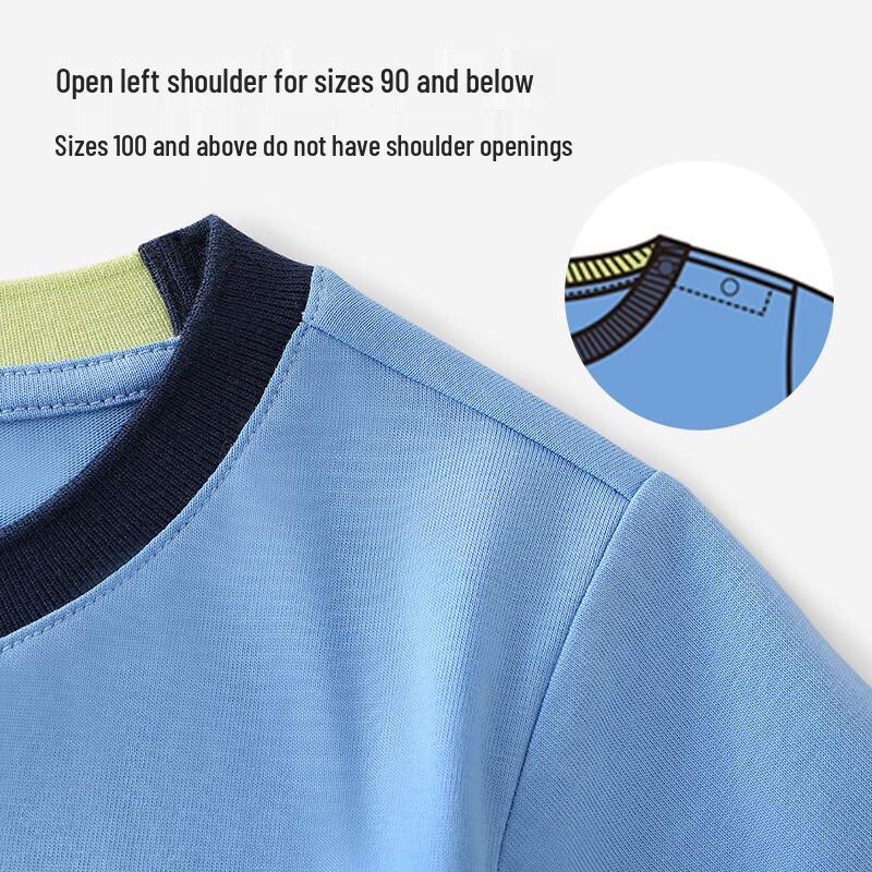 YEEHOO Boys' Plain Blue Cotton Short Sleeve T-Shirt