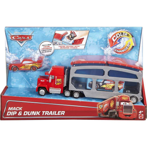 Disney Cars Miniature Cars Color Changers / Mack Dip and Dunk Trailer (Changes color when you pour water on it!)