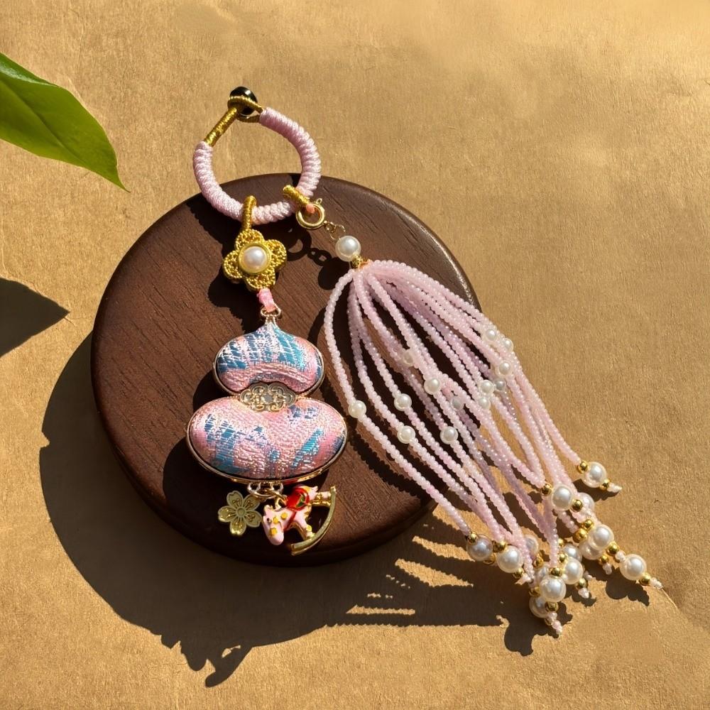 Horse Chinese Traditional Key Chain Luxury Embroidered Cat Key Ring Brocade Gourd Pendant Daily