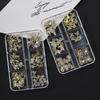 1 caixa mistura estilos 3D joias de luxo arte de unha strass pedras preciosas liga de metal dourado borboleta unhas encantos diy decorações de diamante brilhante