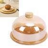 11 Inch Wood Cake Stand with Glass Dome Lid Covered Round Serving Platter Tray for Fruit Pies Cheese Deserts Appetizers