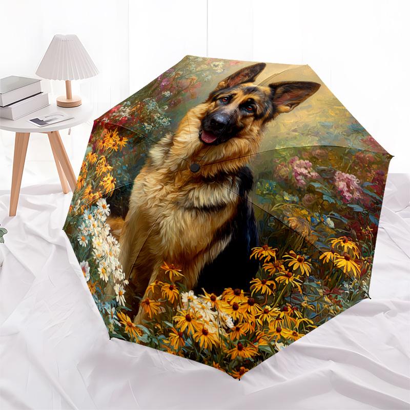 1 PC Automatic Folding Umbrella - German Shepherd Pattern, Portable & Foldable Design with 8 Ribs, Christmas Birthday Gifts