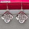 925 Sterling Silver Square Geometric Drop Earring Jewelry