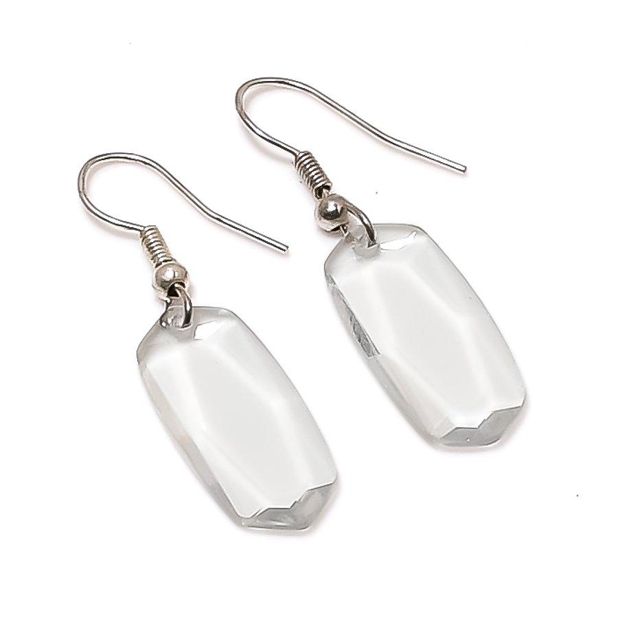 Natural White Topaz Gemstone 925 Sterling Silver Jewelry Earring 1.46" RE-582