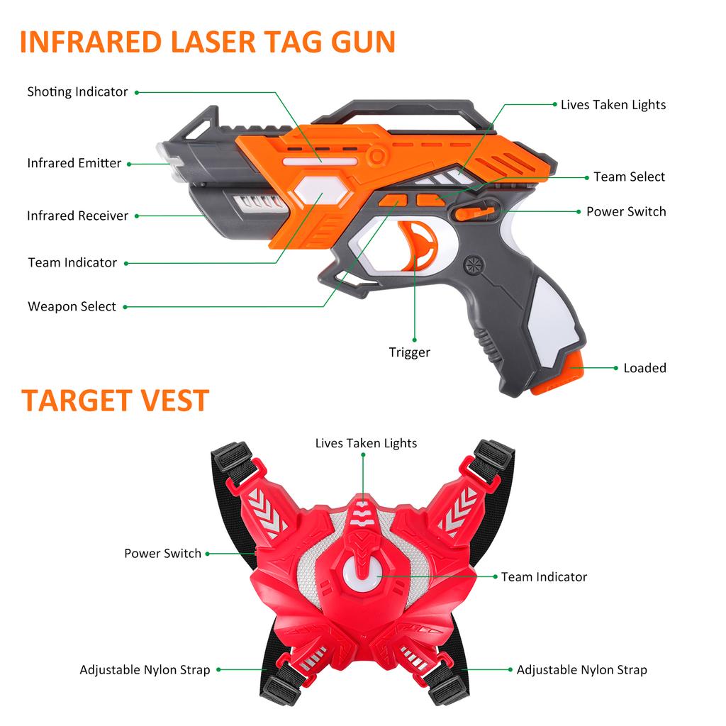 Laser Tag Battle Game Gun Set Electric Infrared Toy Guns Weapon Kids Laser Strike Pistol For Boys Children Indoor Outdoor Sports