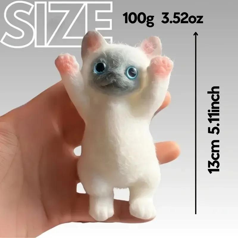 Squishy Cat Stress Relief Decor Taba Shocked Kitten Fidget Doll Soft Squeeze Plush for Pet Lovers, Home Office Decor Relax Gift