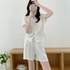 Pajamas with chest pads, spring and summer thin floral short-sleeved shorts, sweet Korean loungewear suit