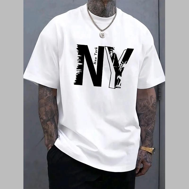 New Summer Men's Fashion T-shirt Personality Ny Printed Men's T-shirt Top