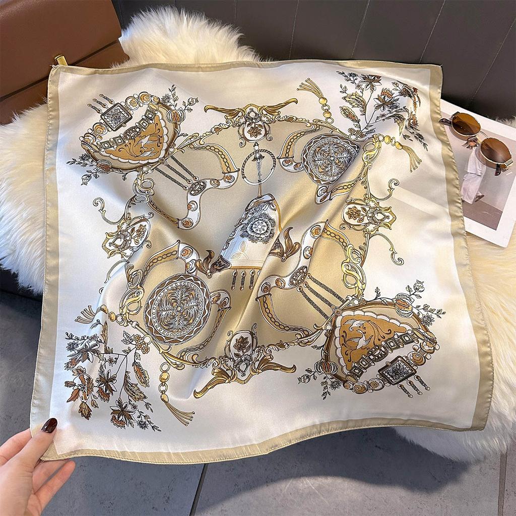 Silk Scarf New Fashion Silk Small Square Scarf Women's Flower Printing Mulberry Silk Silk Scarf Personalized Professional Decoration Scarf