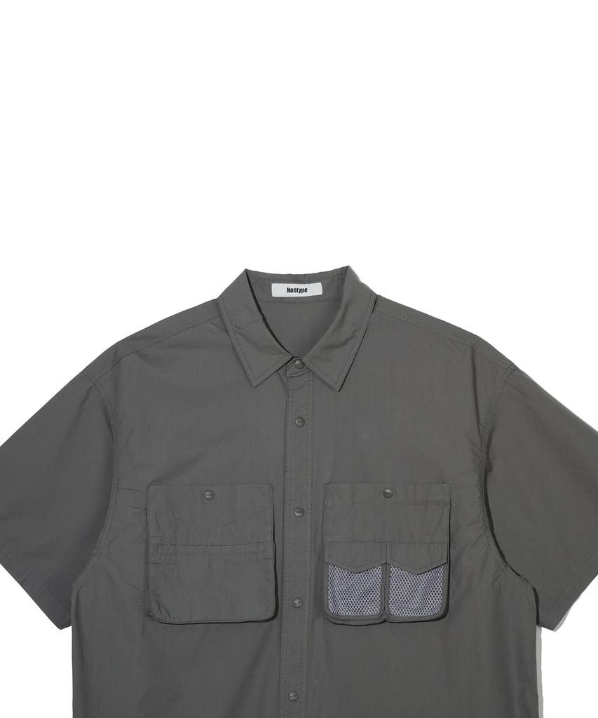 Nontaib Mesh Twin Cargo S/S Shirts (Grey)