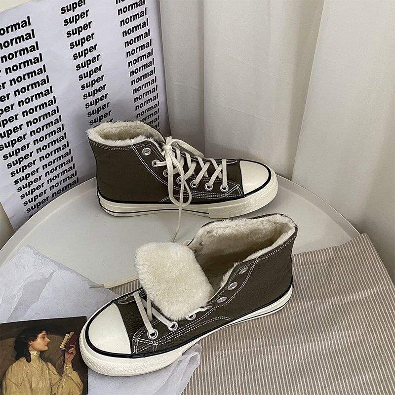 Niche Shoes Children's Winter Velvet Canvas Shoes 2025 Autumn and Winter New Students Korean Version Warm and Thickened Two Cotton Shoes