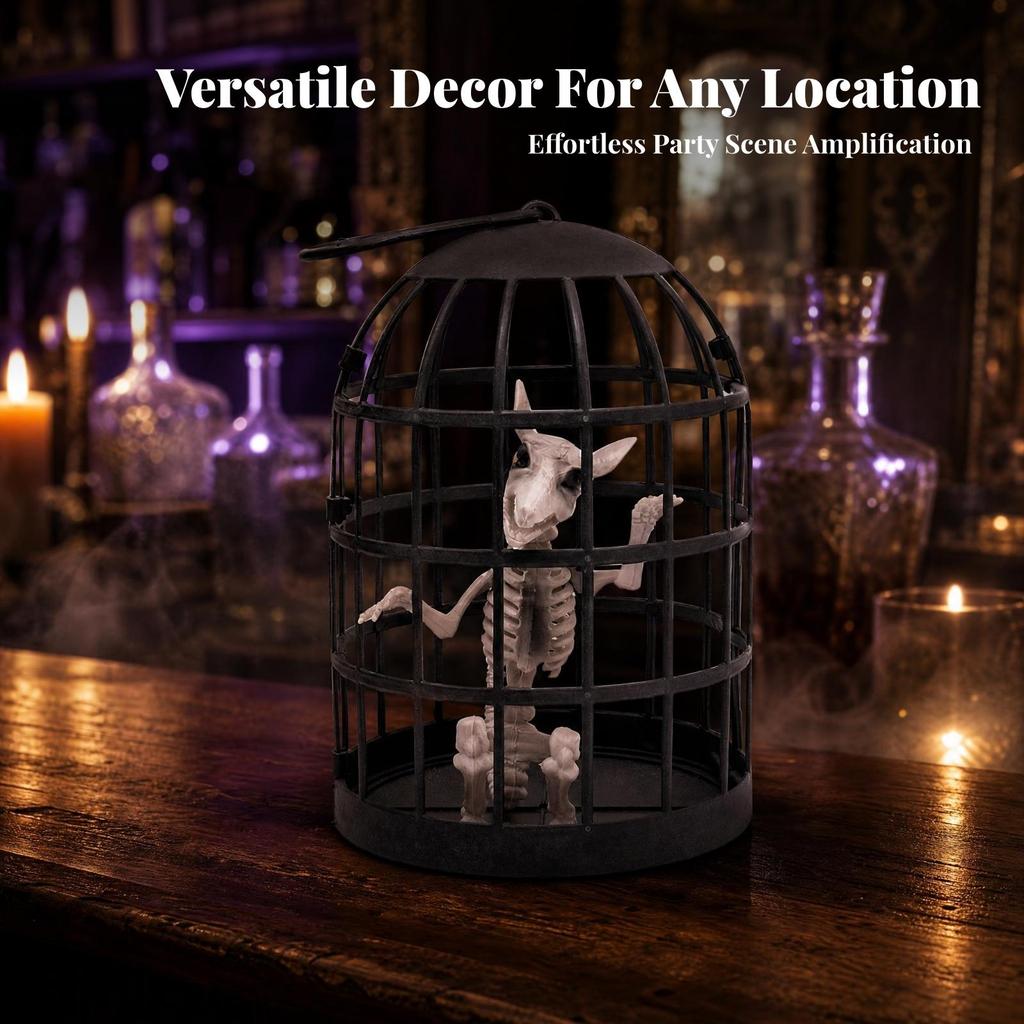 Skeleton Vertical Slats Halloween Cage Decor Domed Top