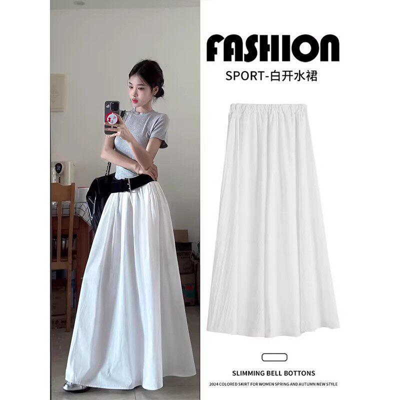 White skirt long women's summer skirt a-word long skirt pendant feeling new thin small wear