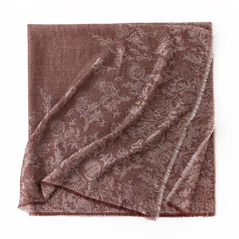 Cashmere Scarf  High end French Retro Cashew Flower Jacquard Large Square Scarf Air Conditioned Room Shawl for Women  Autumn Outerwear