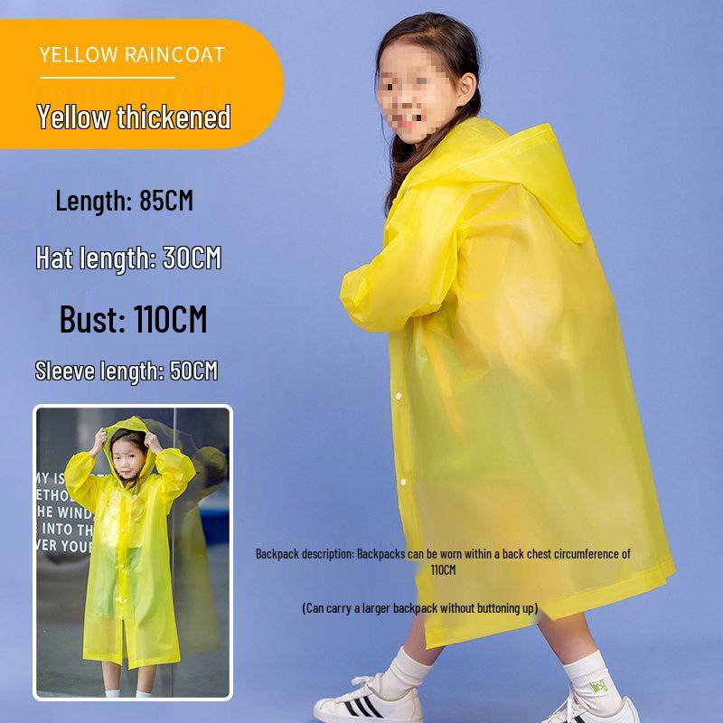 Wasserdichter, transparenter Regenponcho für Kinder mit Platz für Rucksack - Verdicktes Einteiler-Design für Jungen & Mädchen