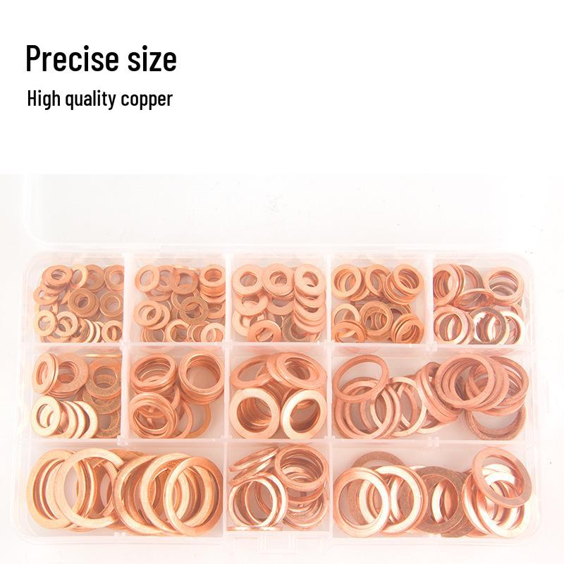 100pcs Red Copper Oil Seal Washer Set - Boxed Mechanical Flat Washers